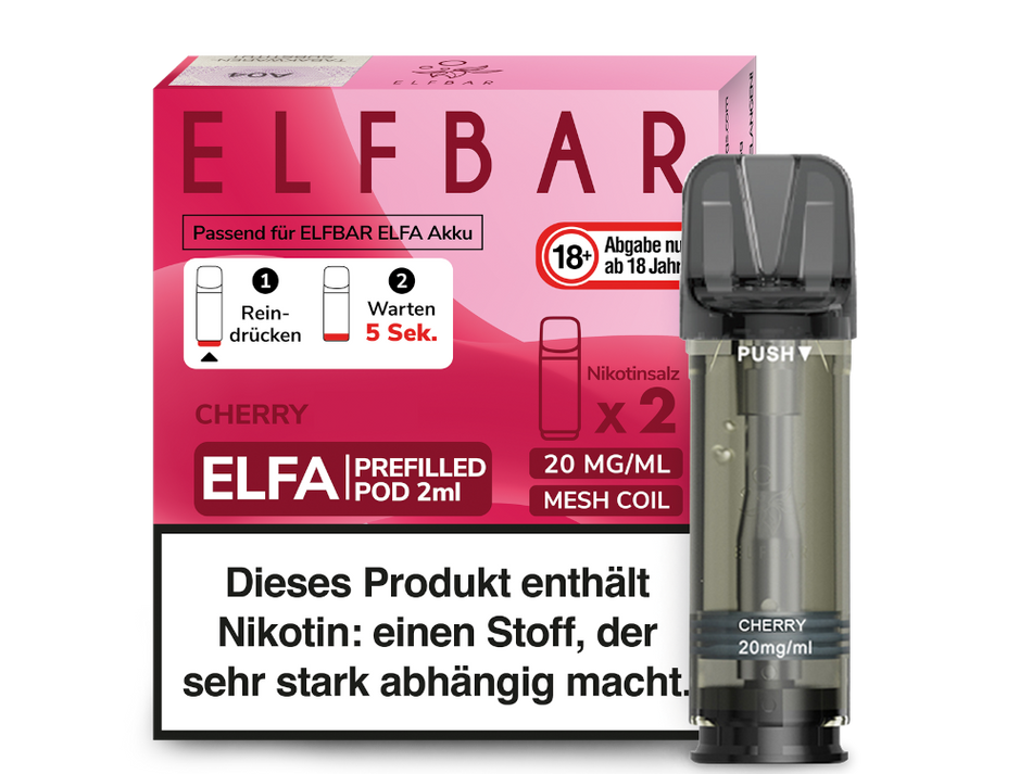 Elf Bar ELFA Prefilled Pod 2er Pack (2 x 2ml) mit dem Geschmack Cherry günstig im Großhandel B2B kaufen