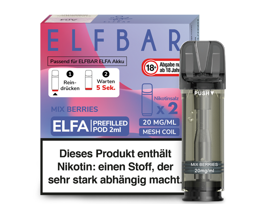 Elf Bar ELFA Prefilled Pod 2er Pack (2 x 2ml) mit dem Geschmack Kiwi Passionfruit Guava günstig im Großhandel B2B kaufen