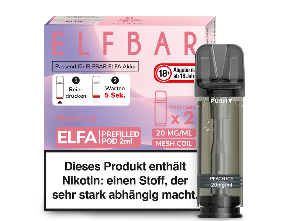 Elf Bar ELFA Prefilled Pod 2er Pack (2 x 2ml) mit dem Geschmack Peach Ice günstig im Großhandel B2B kaufen