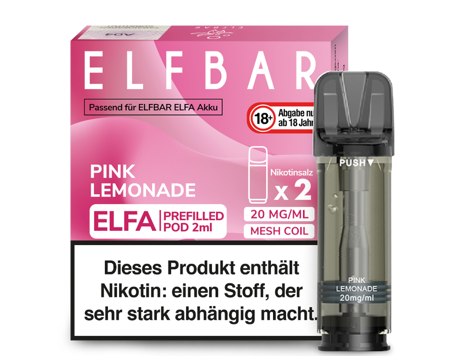 Elf Bar ELFA Prefilled Pod 2er Pack (2 x 2ml) mit dem Geschmack Pink Lemonade günstig im Großhandel B2B kaufen