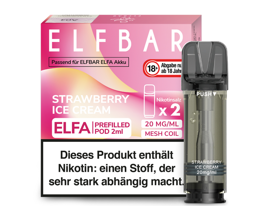 Elf Bar ELFA Prefilled Pod 2er Pack (2 x 2ml) mit dem Geschmack&nbsp;Strawberry Ice Cream günstig&nbsp;im Großhandel B2B kaufen