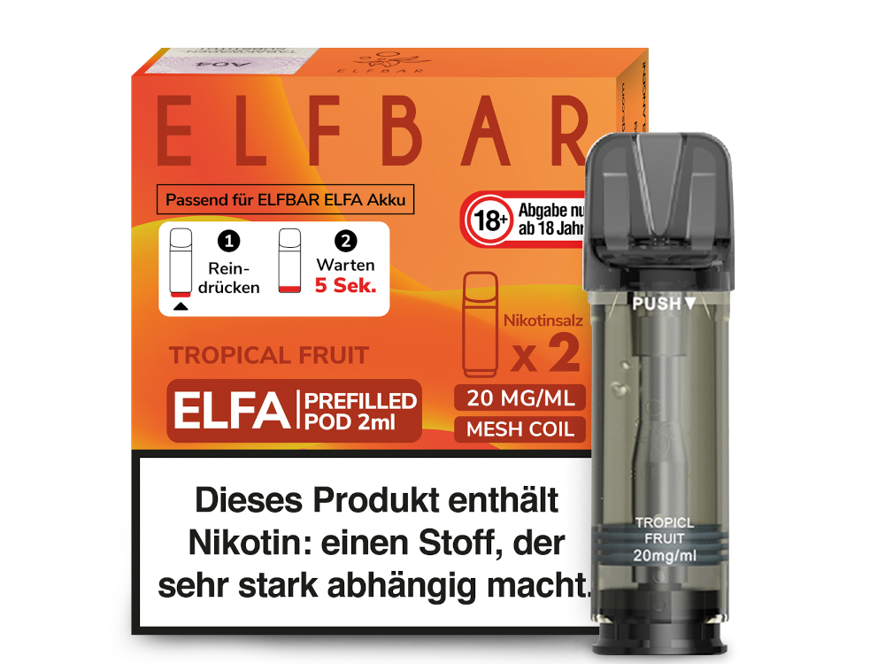 Elf Bar ELFA Prefilled Pod 2er Pack (2 x 2ml) mit dem Geschmack&nbsp;Tropical Fruit günstig im Großhandel B2B kaufen