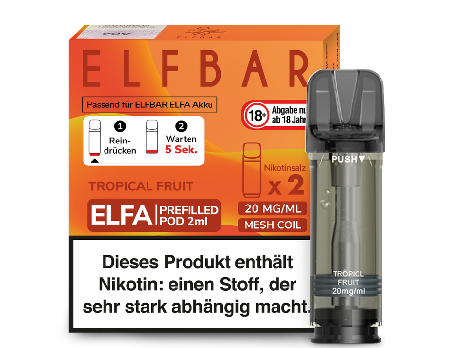 Elf Bar ELFA Prefilled Pod 2er Pack (2 x 2ml) mit dem Geschmack&nbsp;Tropical Fruit günstig im Großhandel B2B kaufen