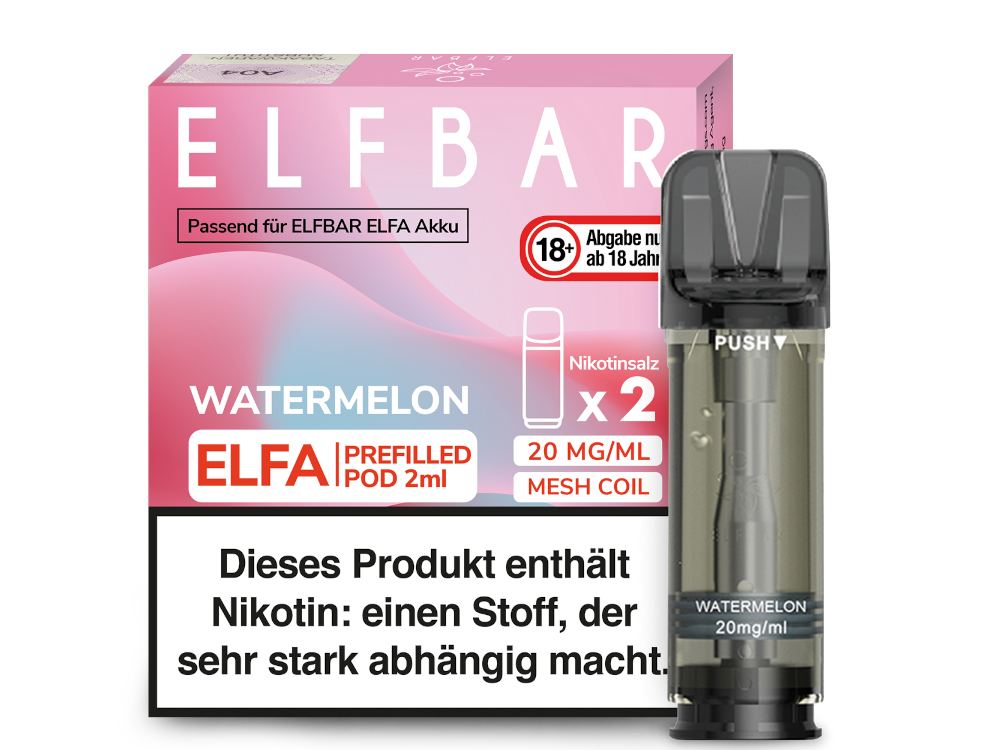 Elf Bar ELFA Prefilled Pod 2er Pack (2 x 2ml) mit dem Geschmack Watermelon günstig im Großhandel B2B kaufen