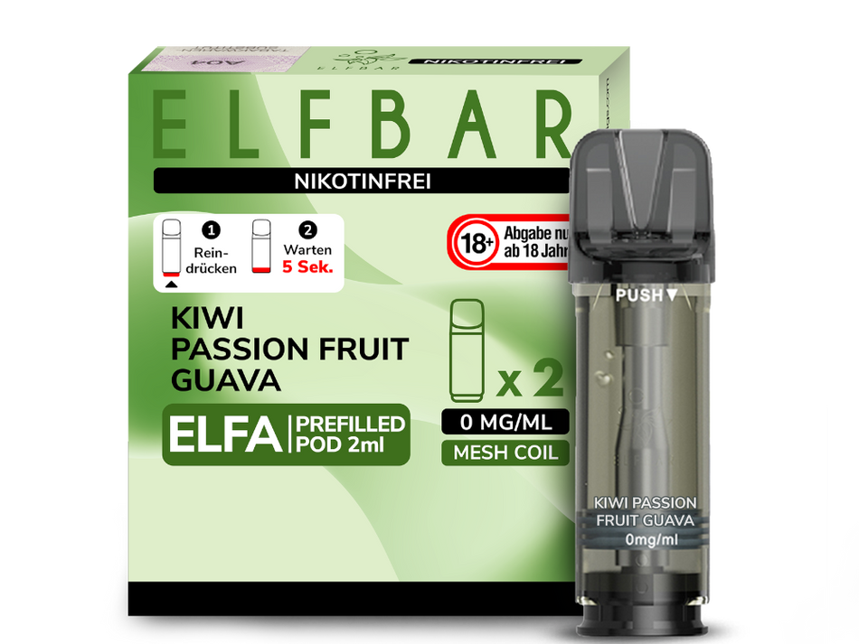 Elf Bar ELFA Kiwi Passion Fruit Guava NIKOTINFREI Pods im Großhandel günstig kaufen