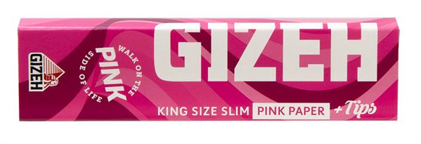 26 x ALL PINK King Size Slim Papers + Tips | GIZEH