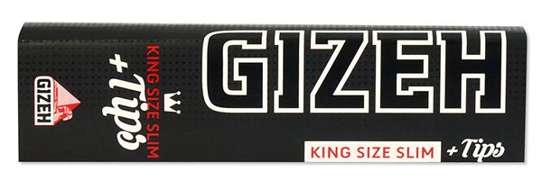 26 x Extra Fine Black King Size Slim Papers + Tips | GIZEH