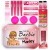 look like barbie smoke like marley rolling tray kiffer geschenk set loot box pink rosa avibes