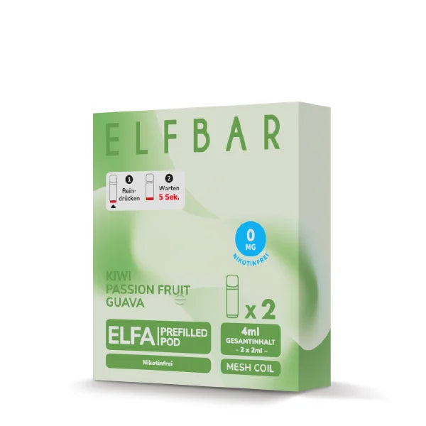 Elf Bar ELFA Kiwi Passion Fruit Guava NIKOTINFREI Pods im Großhandel günstig kaufen