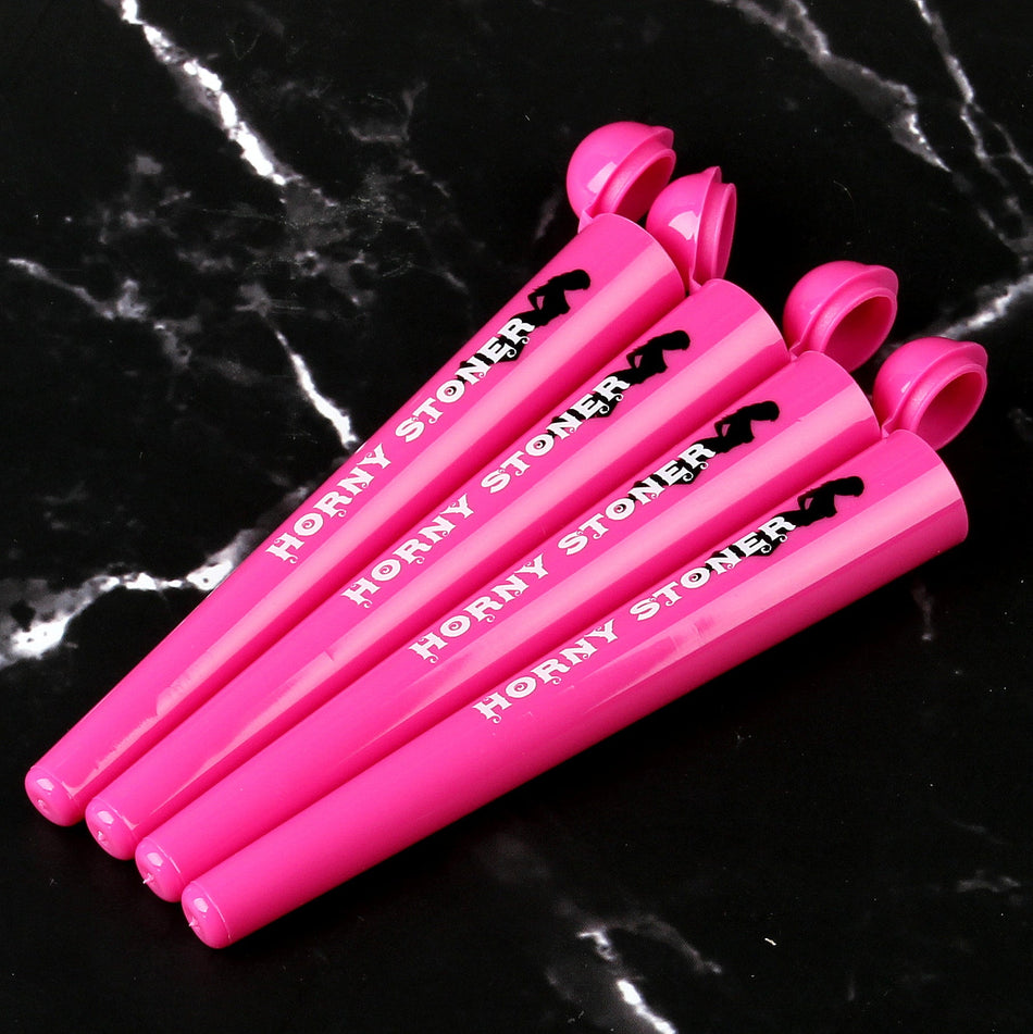 4 x HORNY STONER Joint Hülle Hüllen Case J Tube Hülsen in Pink Rosa 2