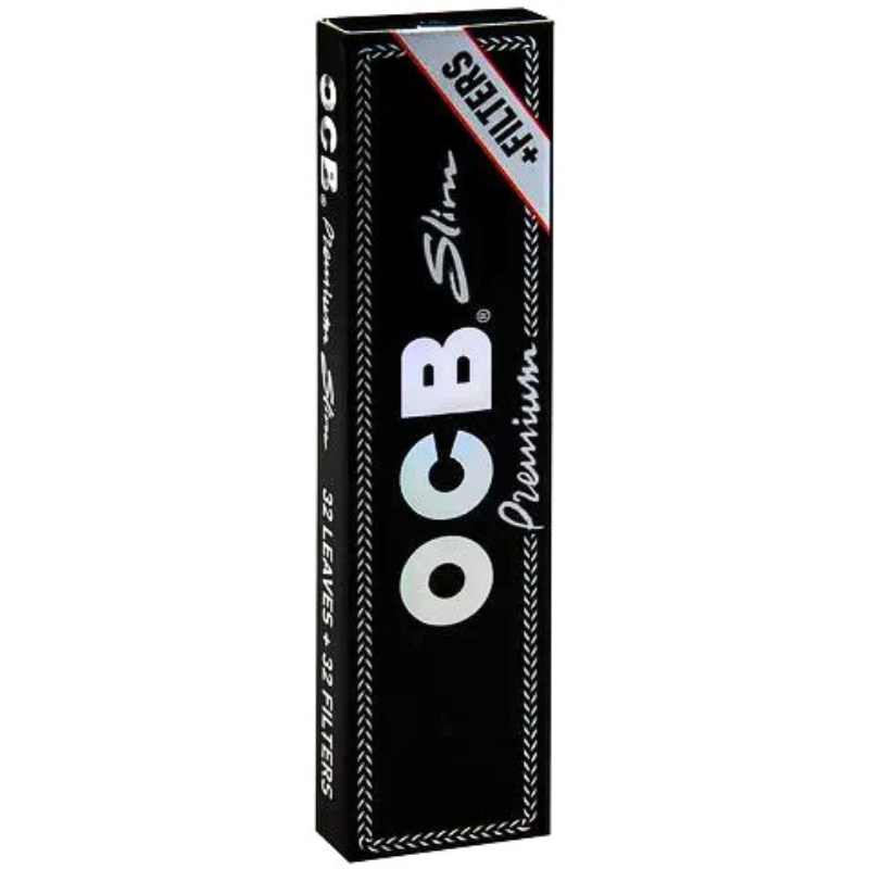 32 x Black Premium Long Slim Papers + Filter Tips | OCB