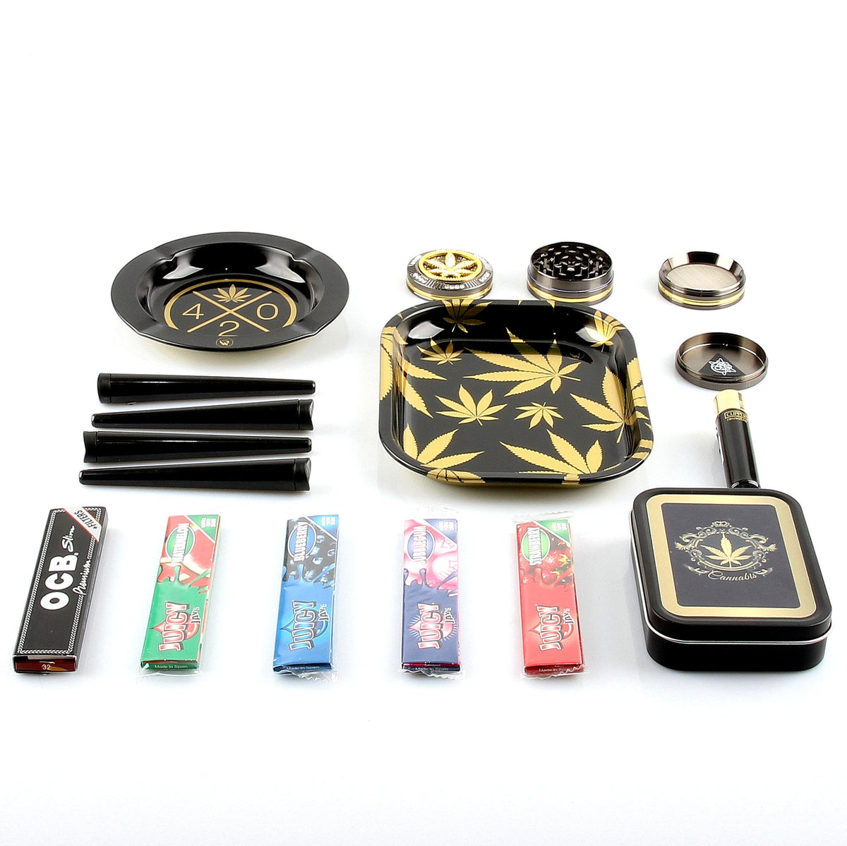 avibes Rolling Tray Set Bundle Kiffer Starter Kit Gold Dream 3