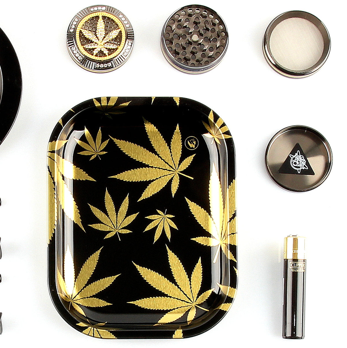 avibes Rolling Tray Set Bundle Kiffer Starter Kit Gold Dream 4