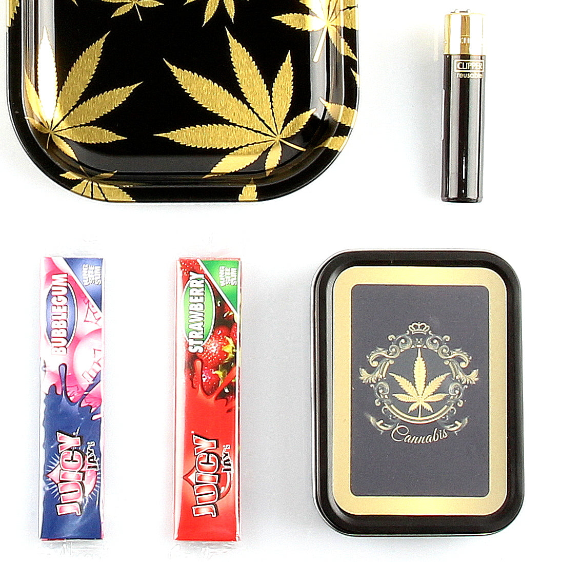 avibes Rolling Tray Set Bundle Kiffer Starter Kit Gold Dream 7