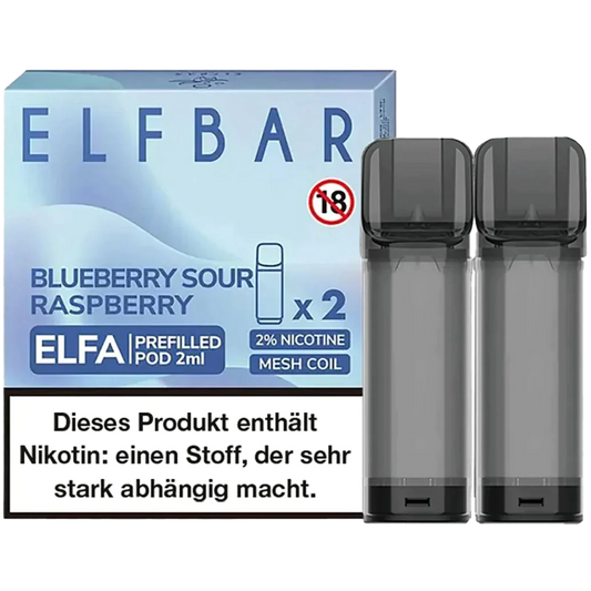 Elf Bar ELFA Prefilled Pod 2er Pack (2 x 1ml) mit dem Geschmack Blueberry Sour Raspberry günstig kaufen