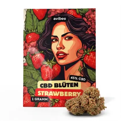 avibes® CBD Blüten | 45% CBD | Strawberry 1g