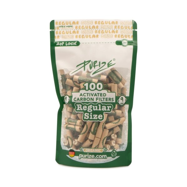 PURIZE® Regular Size Aktivkohlefilter 9mm | 100er Beutel | Organic