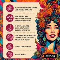 avibes® CBD Blüten | 45% CBD | Amnesia Kush 1g