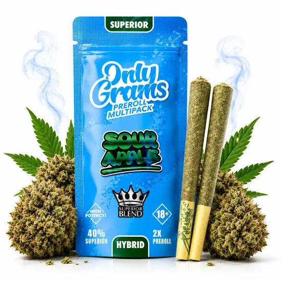 OnlyGrams® | 40% Superior Pre-Rolls (2 Stk.) | Sour Apple 3g