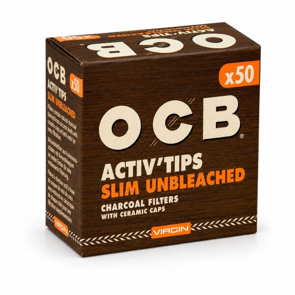 OCB Filter Slim Activ Tips Unbleached  Virgin Aktivkohle 7mm (VE=20 STK)