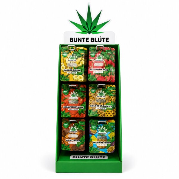 Bunte Blüte | CBD Starterset Display 50 × 1g | 5 Sorten