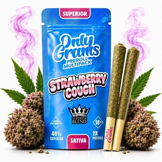 OnlyGrams® | 40% Superior Pre-Rolls (2 Stk.) | Strawberry Cough 3g