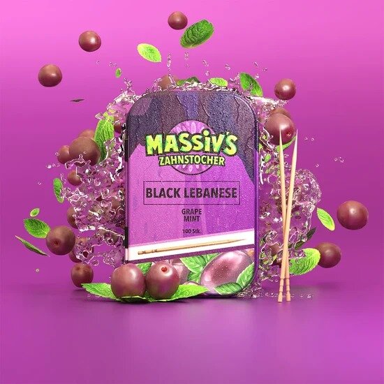 Massivs Zahnstocher Black Lebanese (Grape Mint)