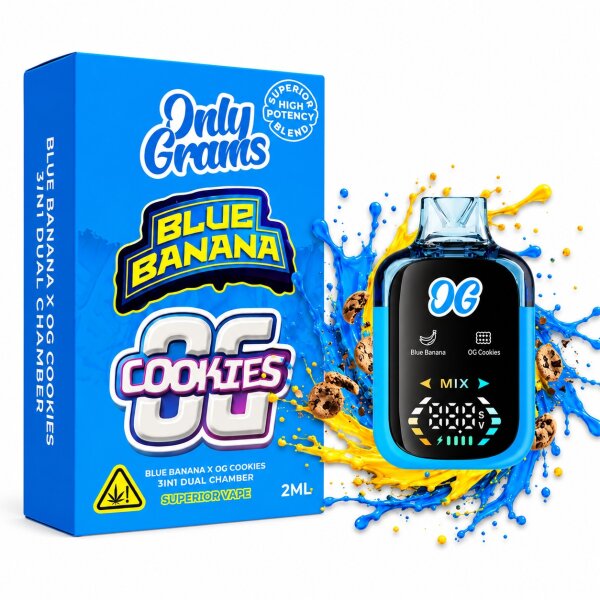 OnlyGrams Dual Chamber Vape | 2ml Superior | Blue Banana x Og Cookies