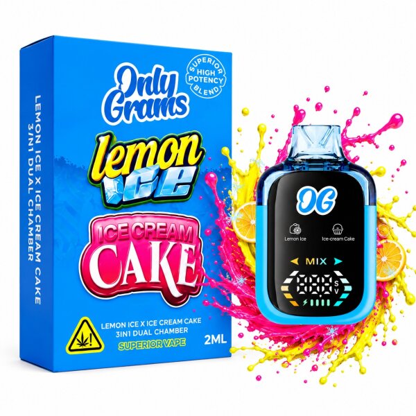 OnlyGrams Dual Chamber Vape | 2ml Superior | Lemon Ice x Ice Cream Cake
