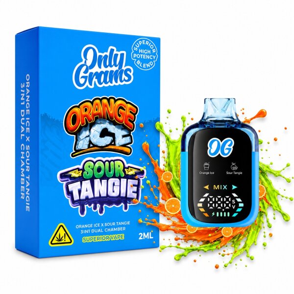 OnlyGrams Dual Chamber Vape | 2ml Superior | Orange Ice x Sour Tangie