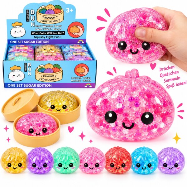 Squishy Mystery Dumpling Hype Spielzeug 8,5 cm | Glitzer Marmor Perlen