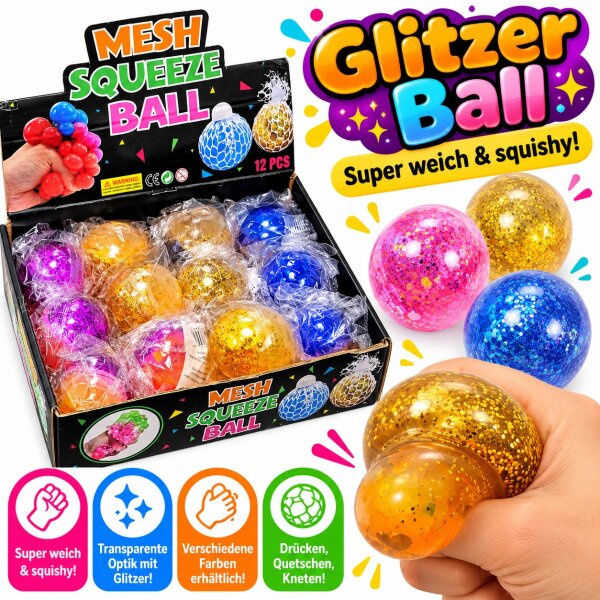 Squishy | Ball Glitzer & Perlen | VE = 12 Stk