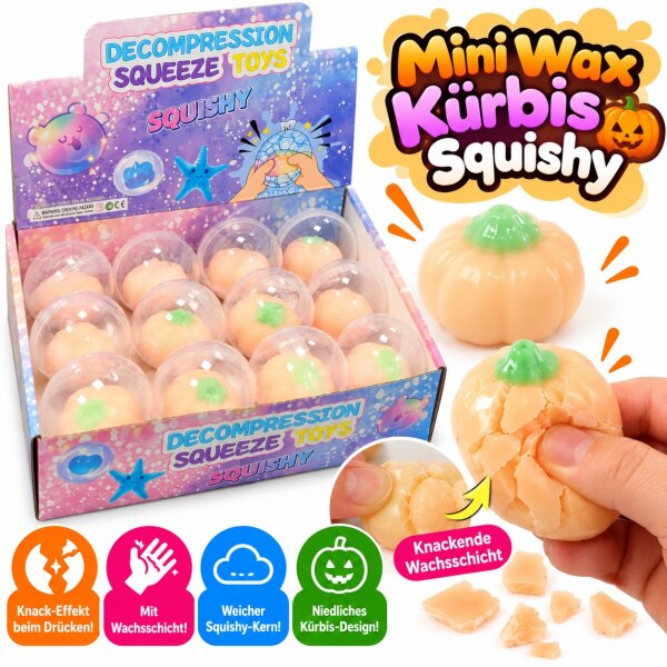 Crispy Wax Squishy | Halloween Mini Kürbis | VE = 12 Stk