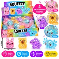 Squishy | Glitzer Tierchen Mix |  VE = 24 Stk