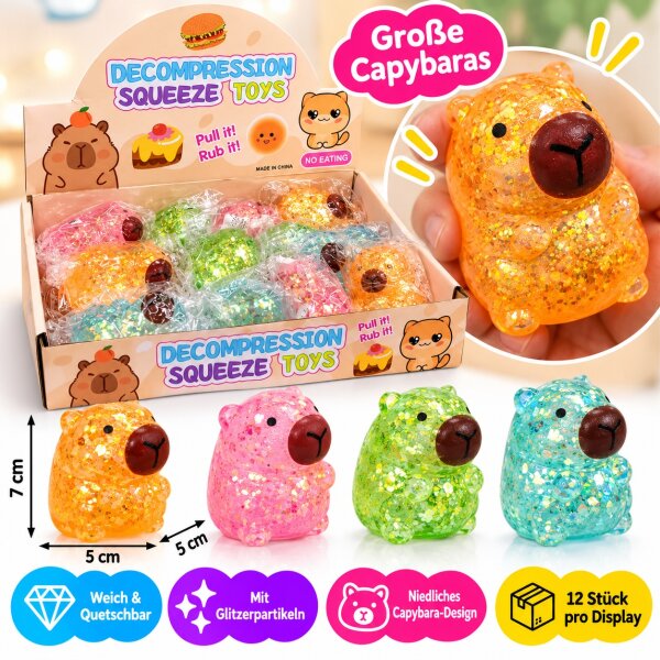 Squishy | Glitzer Capybara Groß | VE = 12 Stk