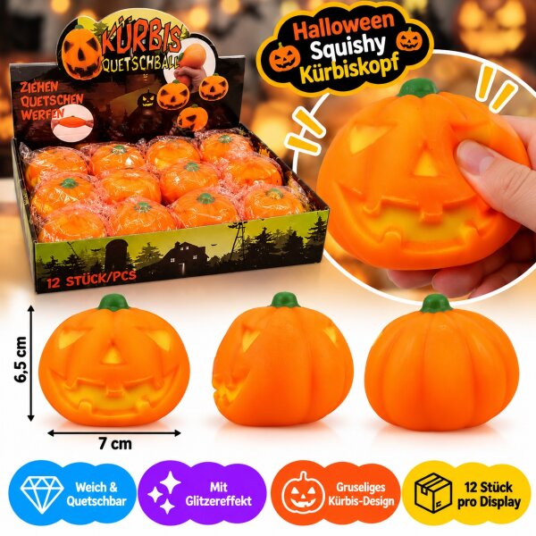 Squishy | Halloween Kürbiskopf | VE = 12 Stk