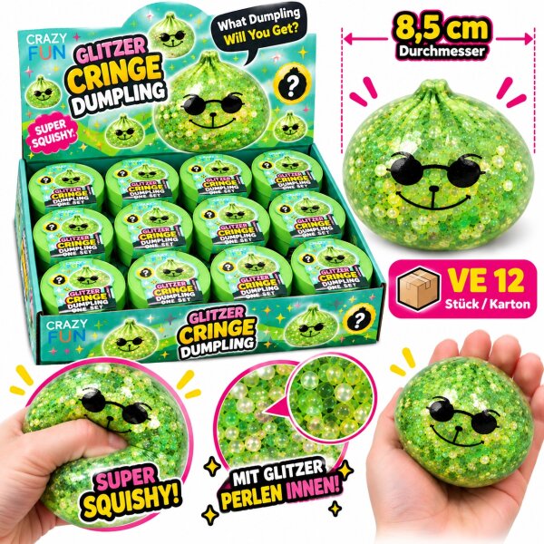 Squishy Glitzer Perlen Dumpling 8,5 cm | Cringe | VE = 12 Stk