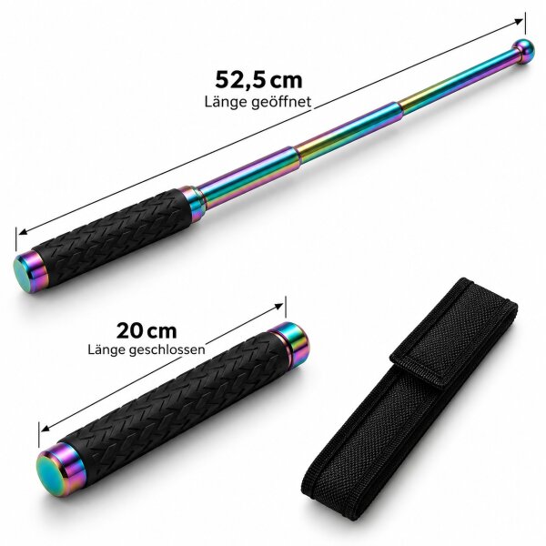 Teleskopschlagstock Rainbow mit Gummigriff | 52,5 cm