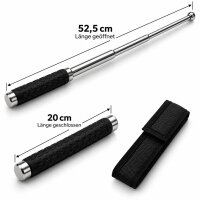 Teleskopschlagstock Silber mit Gummigriff | 52,5 cm