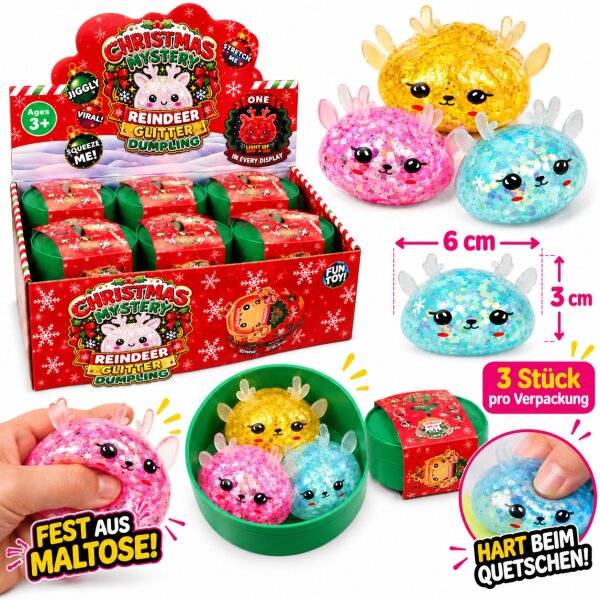 Christmas Maltose Squishy 3 in 1 | Rentier Glitzer | VE = 12 Stk